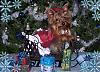 CHRISTMAS PICTURES of Our LIL YORKIE GANG!!!-peachesonsleighec.jpg